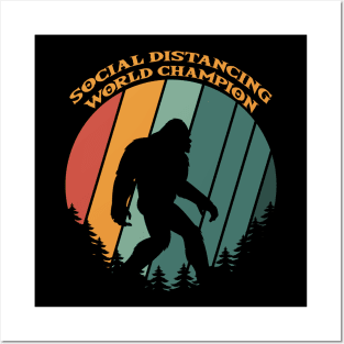 bigfoot social distance champion funny Posters and Art